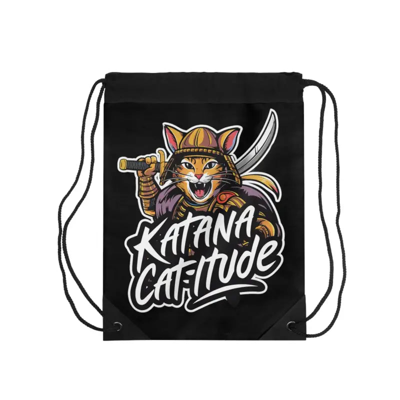 Unleash your Warrior Spirit with Purrfect Samurai Cat Drawstring Bag - one Size Bags