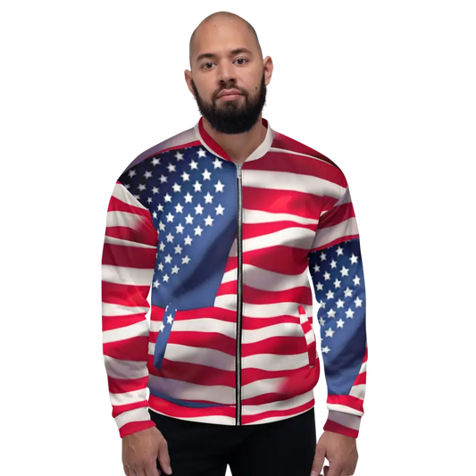 Usa Swagger: Unisex American Flag Bomber Jacket - Clothing