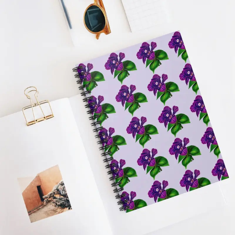 Unleash Your Stationery Sorcery With The Purple Floral Ruled Notebook - Paper Products
