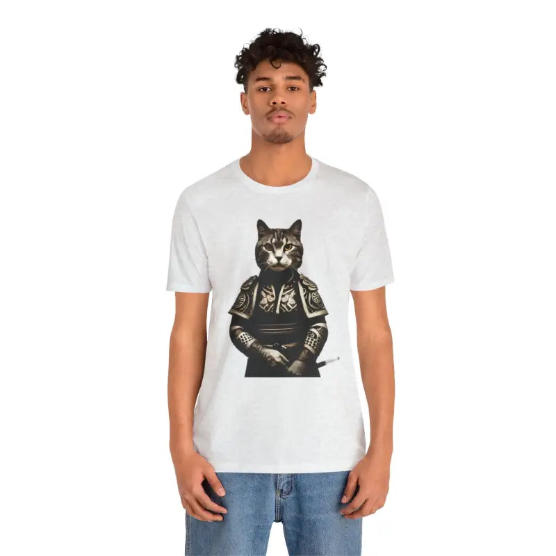 Unleash your Style with Samurai Cat Jersey Short Sleeve Tee - Ash / s T-shirt