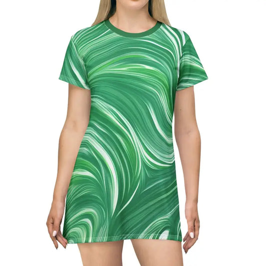 Unleash Your Wavy Vibe: Abstract T-shirt Dress - Dresses