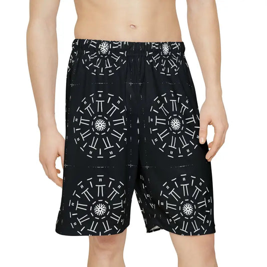 Unleash Your Workout Style: Men’s White Pattern Sports Shorts - All Over Prints