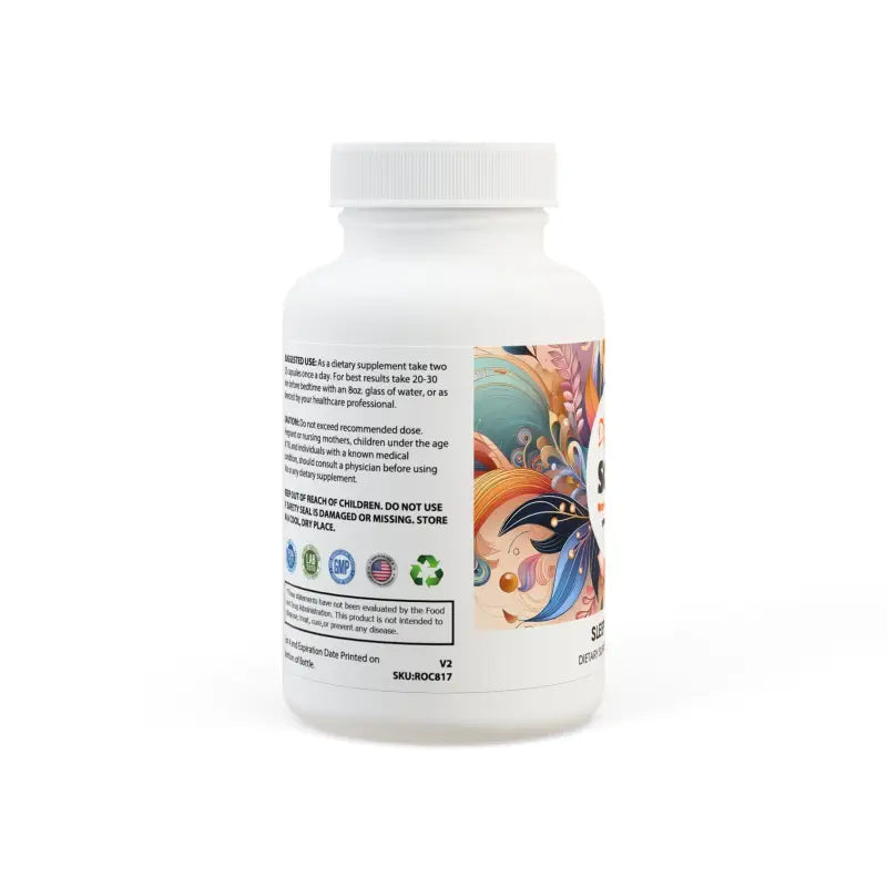 Unlock Restful Nights with Organic Sleep Supplements - White Bottle + Cap / Unflavored / 60 Vegetable Capsules Food