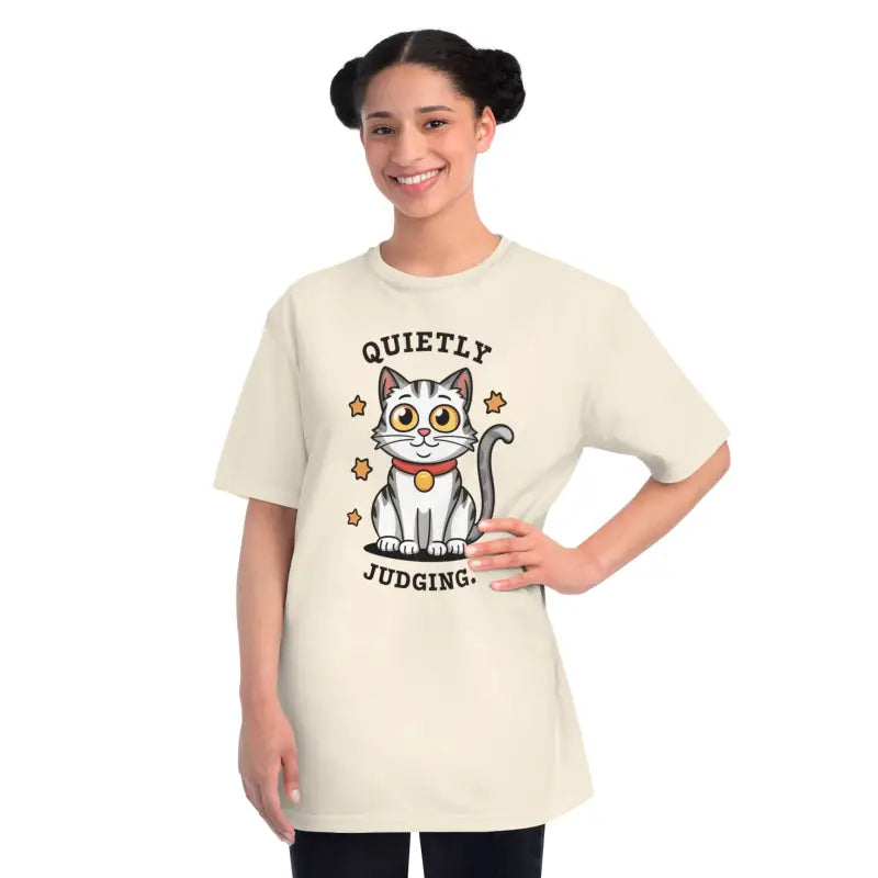 Econscious Cat Quietly Judging Tee: Comfort Meets Cool - Natural / s T-shirt