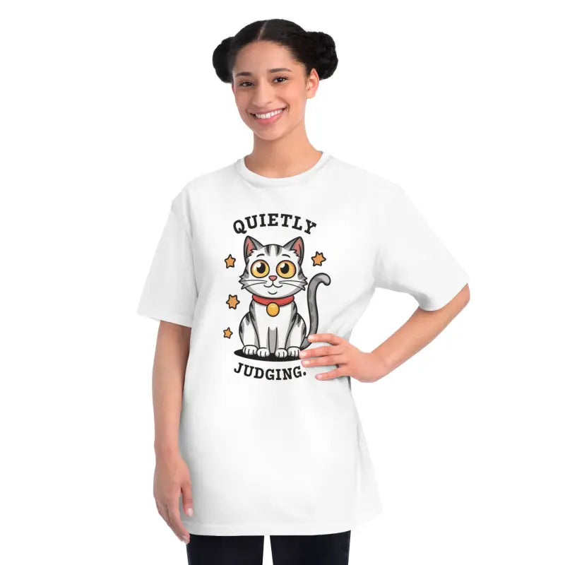 Econscious Cat Quietly Judging Tee: Comfort Meets Cool - White / s T-shirt