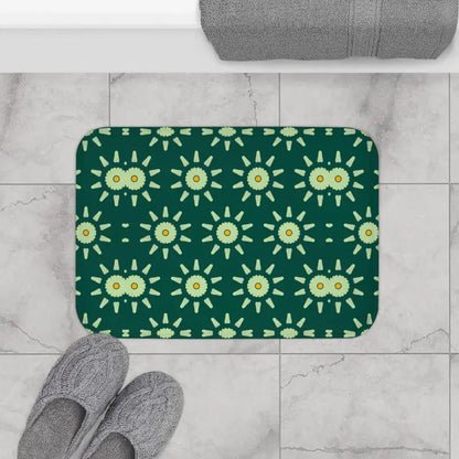 Step Up your Style with a Luxe Green Geometric Bath Mat - 24’’ × 17’’ Home Decor