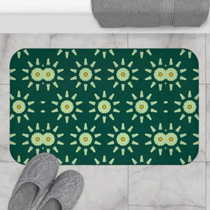 Green Geometric Bath Mat - Stylish Non-slip Design - Dipaliz - 34’’ × 21’’ - Mats & Rugs