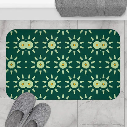 Step Up your Style with a Luxe Green Geometric Bath Mat - 34’’ × 21’’ Home Decor