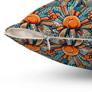 Intricate Flowers Pattern Spun Polyester Square Pillow by Dipaliz - Throw Pillows