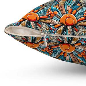 Intricate Flowers Pattern Spun Polyester Square Pillow by Dipaliz - Throw Pillows