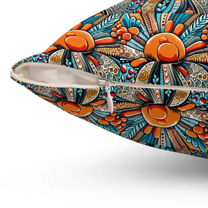 Intricate Flowers Pattern Spun Polyester Square Pillow by Dipaliz - Throw Pillows