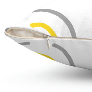 Polyester Square Throw Pillow Abstract Circles Grey Yellow Dipaliz - Pillows