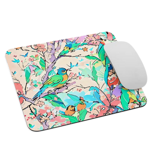 Birds on a Tree Rubber Mouse Pad - Chic Workspace Upgrade - Dipaliz - Pads