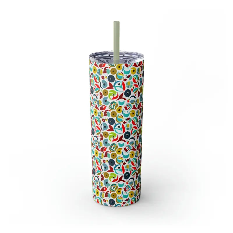 Upgrade your Sip: Skinny Tumbler & Color Matching Straw Set - Glossy / Glitter Seascape / 20oz Mug