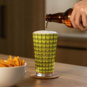 Shaker Pint Glass Green Weave Pattern Cool Drinks Bar - Dipaliz - Beer Glasses