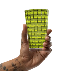 Shaker Pint Glass Green Weave Pattern Cool Drinks Bar - Dipaliz - Beer Glasses