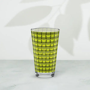 Shaker Pint Glass Green Weave Pattern Cool Drinks Bar - Dipaliz - Beer Glasses