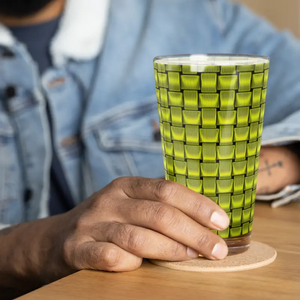 Shaker Pint Glass Green Weave Pattern Cool Drinks Bar - Dipaliz - Beer Glasses