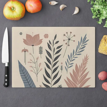 Upgrade your Kitchen: Botanical Flowers Tempered Glass Board - Home Decor