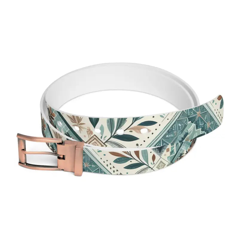 Upgrade your Look with the Abstract Zigzag Pattern Belt - Bronze Metal / 50’’ Accessories