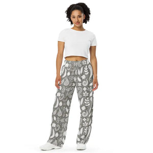 Wide-leg Pants with Adjustable Waist Paisley Pattern - Dipaliz - Xs
