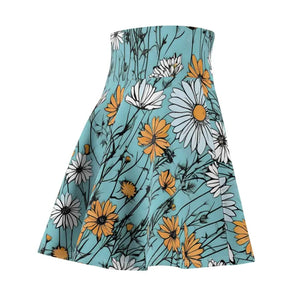 Women’s Skater Skirt - Teal Wildflower Comfort Style - Dipaliz - Skirts