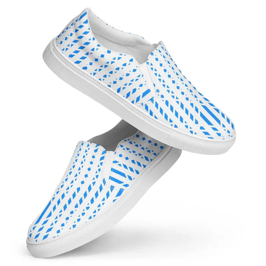 Upgrade your Style with Blue Pattern Men’s Canvas Slip-ons - Shoes