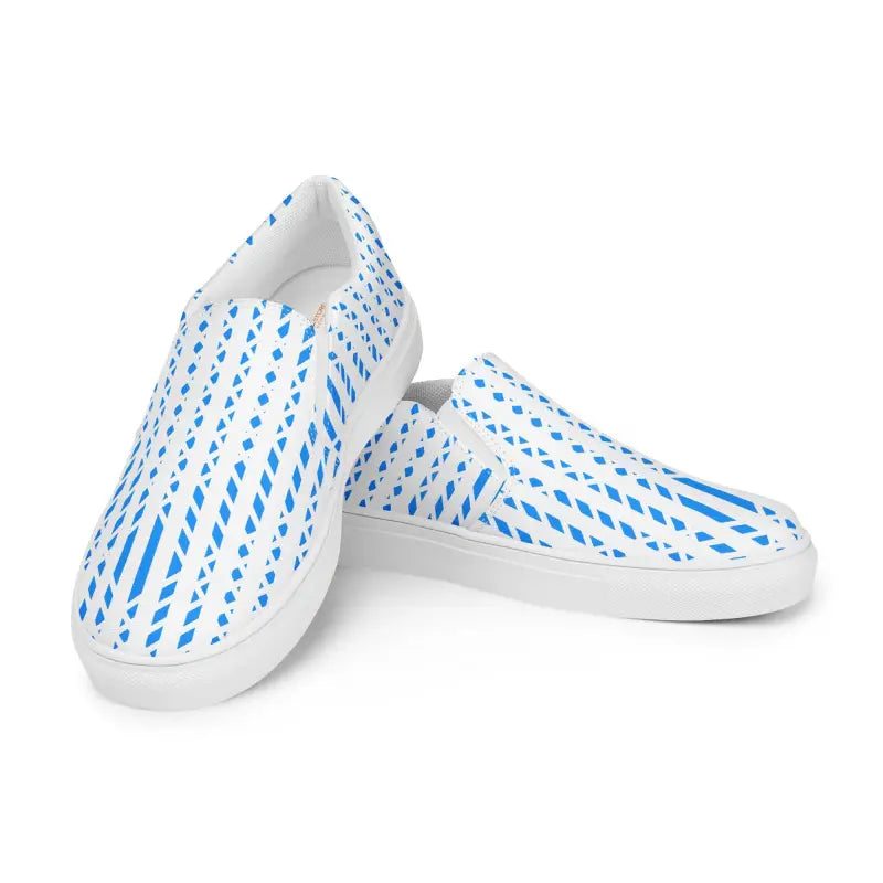 Step Up your Style: Blue Pattern Men’s Canvas Slip-ons - Shoes