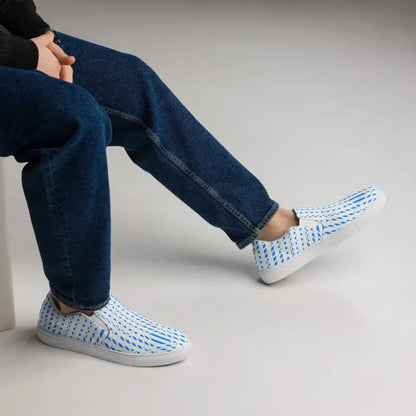 Step Up your Style: Blue Pattern Men’s Canvas Slip-ons - Shoes