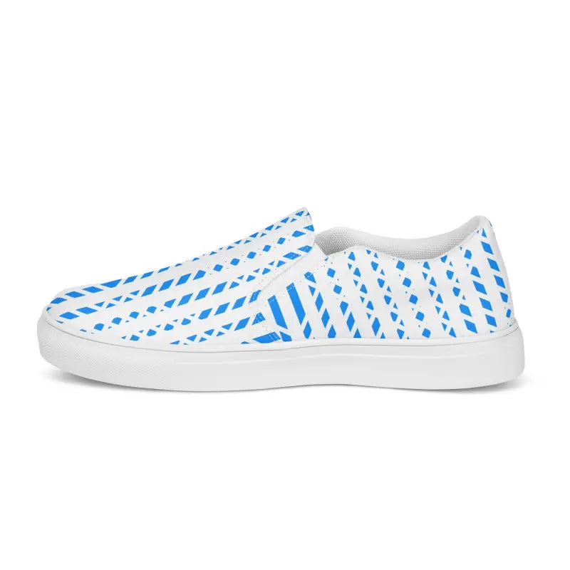 Step Up your Style: Blue Pattern Men’s Canvas Slip-ons - Shoes