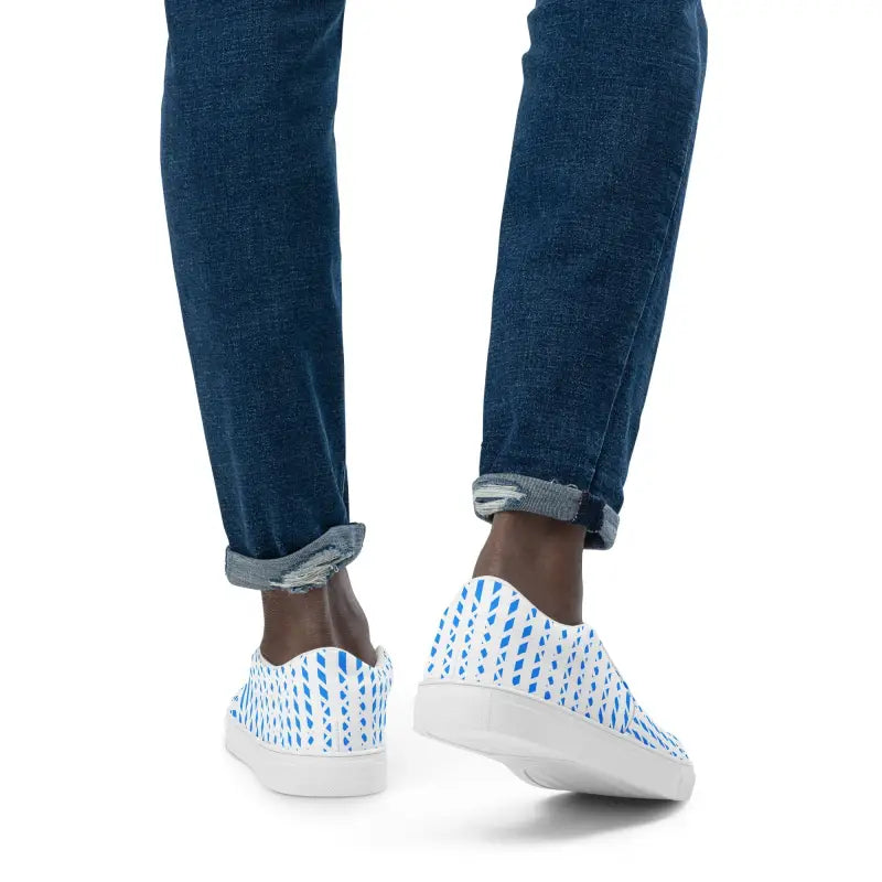 Step Up your Style: Blue Pattern Men’s Canvas Slip-ons - Shoes