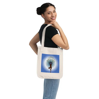 Eco-chic Canvas Tote: Perfect for Yoga Lovers and Tree Enthusiasts - one Size / Natural Bags