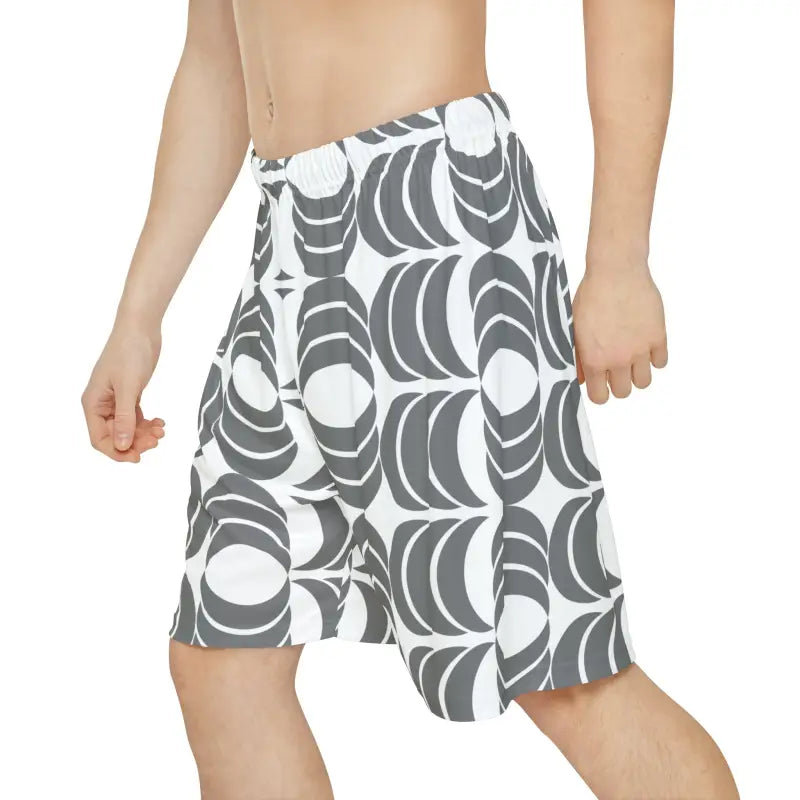 Rock your Workout in White Abstract Pattern Sports Shorts - All Over Prints