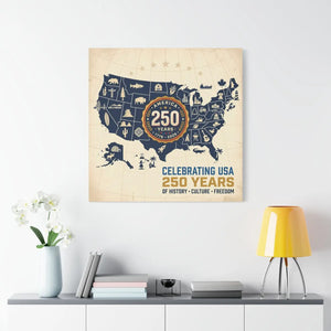 Usa 250 Years Map Canvas – Matte Heritage Art - Dipaliz - Prints