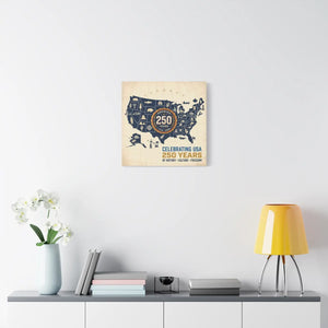 Usa 250 Years Map Canvas – Matte Heritage Art - Dipaliz - Prints