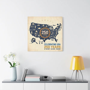 Usa 250 Years Map Canvas – Matte Heritage Art - Dipaliz - Prints