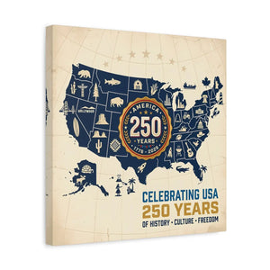 Usa 250 Years Map Canvas – Matte Heritage Art - Dipaliz - Prints