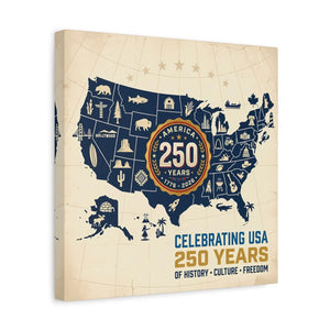 Usa 250 Years Map Canvas – Matte Heritage Art - Dipaliz - Prints