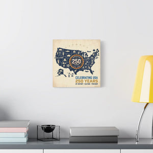 Usa 250 Years Map Canvas – Matte Heritage Art - Dipaliz - Prints