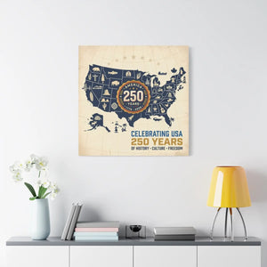 Usa 250 Years Map Canvas – Matte Heritage Art - Dipaliz - Prints