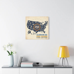 Usa 250 Years Map Canvas – Matte Heritage Art - Dipaliz - Prints