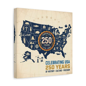 Usa 250 Years Map Canvas – Matte Heritage Art - Dipaliz - Prints