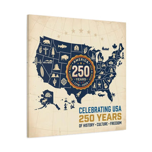 Usa 250 Years Map Canvas – Matte Heritage Art - Dipaliz - Prints