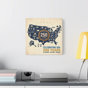 Usa 250 Years Map Canvas – Matte Heritage Art - Dipaliz - Prints