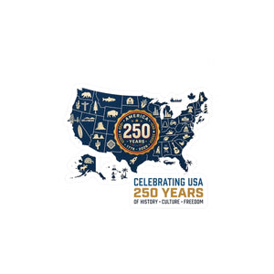 Usa 250 Years Map Sticker, Celebrating of History Culture & Freedom - Home Decor Decals
