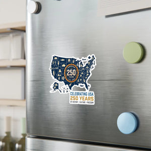 Usa 250 Years Map Sticker, Celebrating of History Culture & Freedom - Home Decor Decals