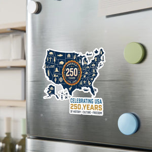 Usa 250 Years Map Sticker, Celebrating of History Culture & Freedom - Home Decor Decals