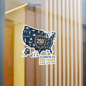 Usa 250 Years Map Sticker, Celebrating of History Culture & Freedom - Home Decor Decals