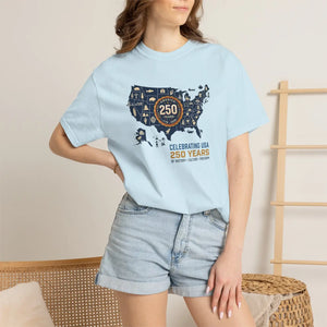 Usa 250 Years Map T-shirt, Celebrating American History - T-shirts - m