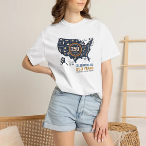 Usa 250 Years Map T-shirt, Celebrating American History - T-shirts - m